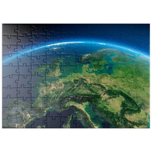 La Tierra por La Mañana, Europa Central - Visualización 3D - Premium 100 Piezas Puzzles - Colección Especial MyPuzzle de Puzzle Galaxy