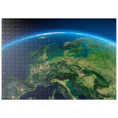 La Tierra por La Mañana, Europa Central - Visualización 3D - Premium 500 Piezas Puzzles - Colección Especial MyPuzzle de Puzzle Galaxy