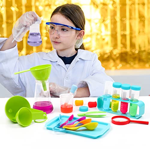 Laboratorio de Quimica, Kit de Experimentos Científicos para Niños con bata de laboratorio, Juguete de Juego de Roles y Disfraz de Científico, Regalo de Juguetes Educativos para Niños Niñas La Edad 5+