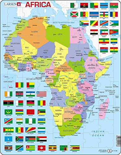 Larsen K13 Mapa político de África, edición en Inglés, Puzzle de Marco con 70 Piezas