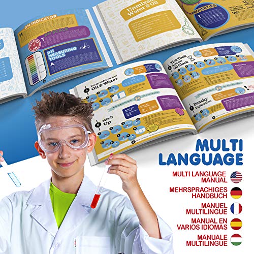 Learn & Climb Kit de Ciencia para niños - el Juego Incluye más de 55 experimentos de Ciencia + Etiqueta científico Nombre! ¡Manual de Instrucciones Claro en español!