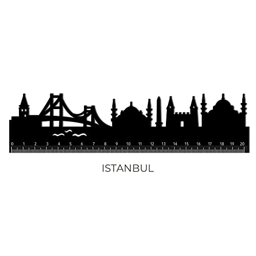 Legami - Regla, Follow The Skyline, 20 x 5 cm, Variante Instanbul, Doble perfil: Uno para trazar líneas claras y precisas, uno con los Monumentos de Estambul