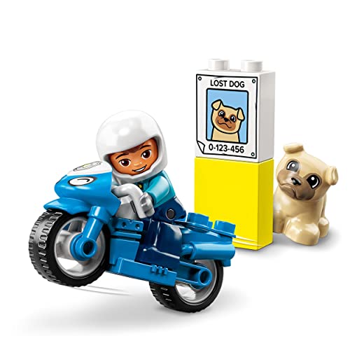 LEGO 10967 Duplo Moto de Policía, Juguete Educativo con Mini Figura de Policía, Juego de Construcción para Niños Bebés a Partir de 2 Años