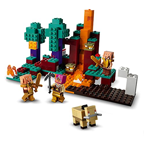 LEGO 21168 Minecraft El Bosque Deformado Juguete de construcción con Cazadora, Piglin y Hoglin para Niños de 8 años