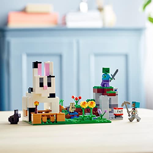 LEGO 21181 Minecraft El Rancho-Conejo, Juguete de Construcción para Niños con Figuras de Domador, Zombi y Animales