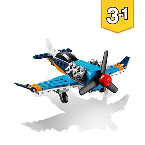 LEGO 31099 Creator 3en1 Avión de Hélice, Jet y Helicóptero, Juegos Creativos y Regalos de Cumpleaños y Navidad para Niños 6 Años