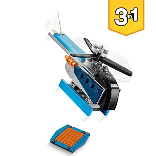 LEGO 31099 Creator 3en1 Avión de Hélice, Jet y Helicóptero, Juegos Creativos y Regalos de Cumpleaños y Navidad para Niños 6 Años