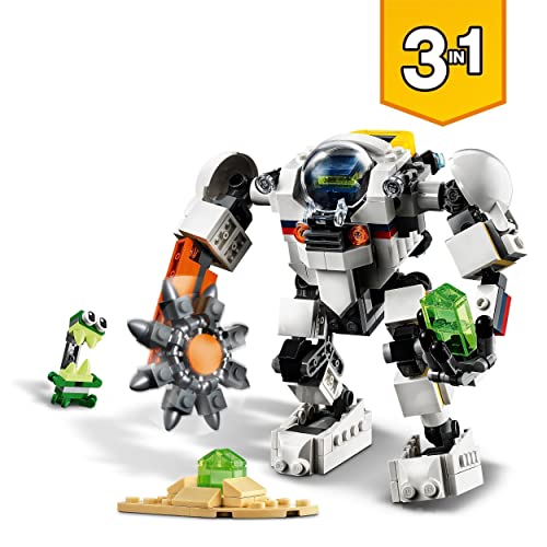 LEGO 31115 Creator 3en1 Meca Minero Espacial, Robot o Transportador de Carga, Juguete de Construcción para Niños y Niñas 8 Años