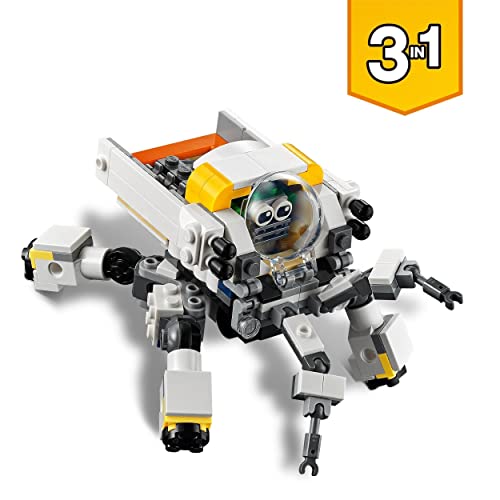 LEGO 31115 Creator 3en1 Meca Minero Espacial, Robot o Transportador de Carga, Juguete de Construcción para Niños y Niñas 8 Años