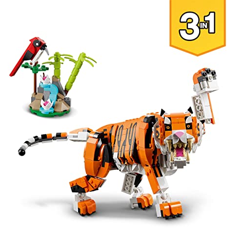 LEGO 31129 Creator 3en1 Tigre Majestuoso Panda o Pez, Juguete de Construcción, Juego con Animales para Niños 9 Años