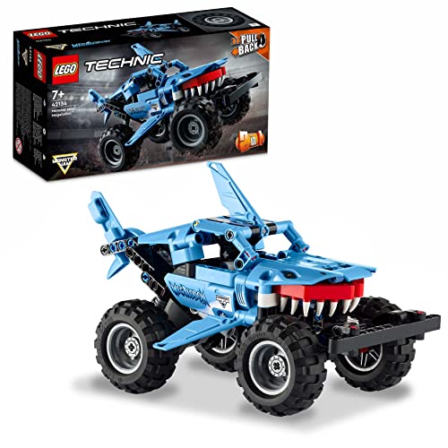 LEGO 42134 Technic Monster Jam Megalodon, Set de Construcción 2en1 de Camión Tiburón Monster Truck, Coche de Juguete para Niños de 7 Años