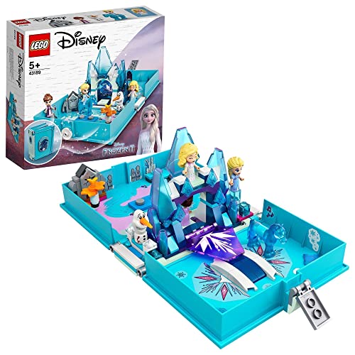 LEGO 43193 Disney Cuentos e Historias: Ariel, Bella, Cenicienta y Tiana + 43189 Disney Frozen 2 Cuentos e Historias: Elsa y El Nokk, Set de Juego Portátil, Juguete de Viaje con Micro Muñeca