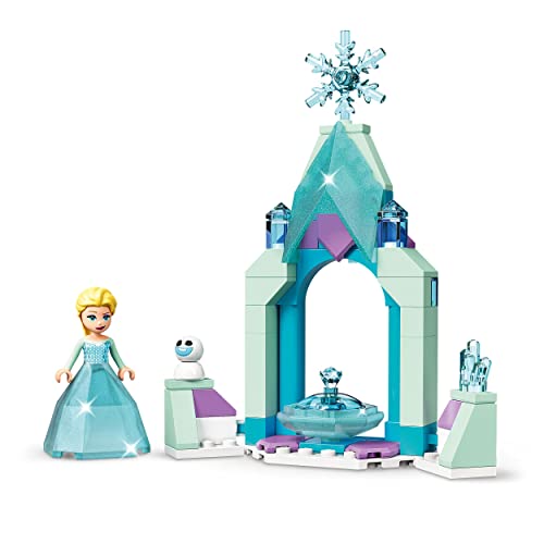 LEGO 43199 Disney Frozen Patio del Castillo de Elsa, Juguete de Princesas Construible con Mini Muñecas Coleccionables y Vestido Diamante