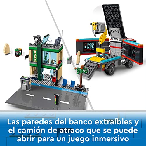 LEGO 60317 City Persecución Policial en el Banco, con Helicóptero, Dron y 2 Camiones, Juguetes para Niños +7 Años