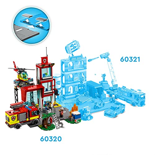 LEGO 60320 City Parque de Bomberos, Juguete con Vehículos de Emergencia: Camión y Helicóptero para Construir para Niños 6 Años