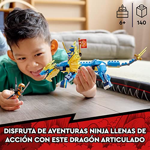 LEGO 71760 Ninjago Dragón del Trueno EVO de Jay, Set de Juego de Ninjas con para Niños y Niñas 6 Años con Bandera Coleccionable
