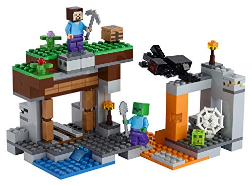 LEGO Minecraft The Abandoned Mine 21166 Zombie Cave Battle Playset with Minecraft Action Figures and a Toy Spider, New 2021 (248 Pieces)