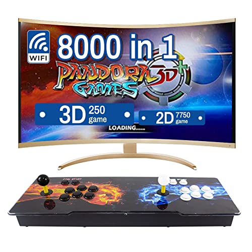 LEONARCADE Pandora Box 3D 8000 Juegos Arcade Game Console, Función WiFi Agregar Más Juegos, Recreativa Arcade Máquina Juegos Retro, Compatible para TV/PC/Proyector/PS3, Incluye 2D y 3D Juego