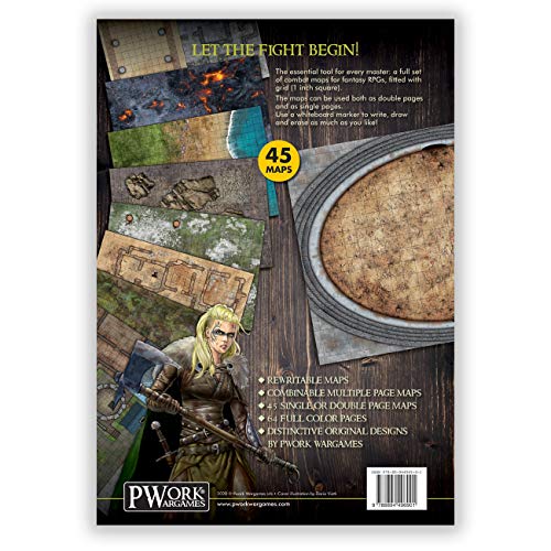 Libro de combate: mapas A3 regrabables para juegos de rol (mapas tácticos de cuadrícula de juegos de rol y mazmorras)