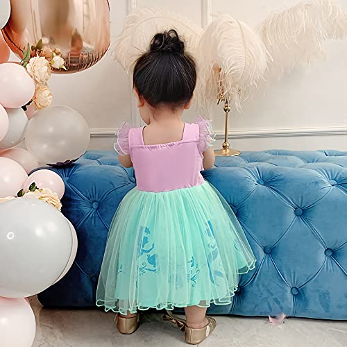 Lito Angels Disfraz de Sirenita Princesa Ariel para Niñas Pequeña, Sirena Vestido de Tul Falda Tutu, Talla 2-3 años, Morado 265