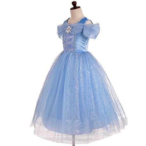 Lito Angels Disfraz Vestido de Princesa Cenicienta para Niña Talla 4 años, Azul