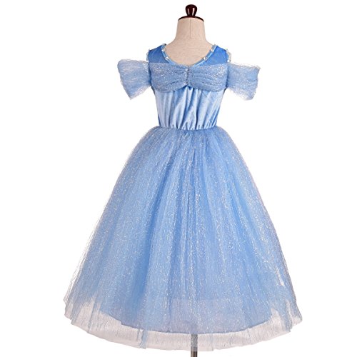 Lito Angels Disfraz Vestido de Princesa Cenicienta para Niña Talla 4 años, Azul
