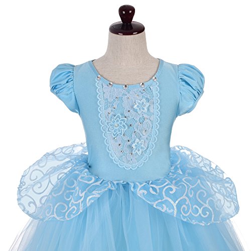 Lito Angels Disfraz Vestido de Tul Princesa Cenicienta para Niñas Talla 10-11 Años, Azul