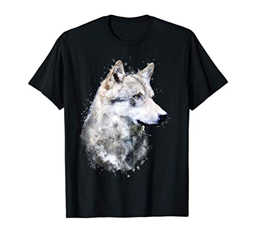 Lobo Animal Artístico Perro Pintura Acuarela Wolf Watercolor Camiseta