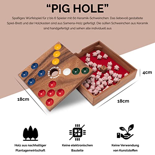 LOGOPLAY Pig Hole - Big Hole - Juego de Cerdito - Juego de Dados - Juego de salón - Juego de Mesa de Madera