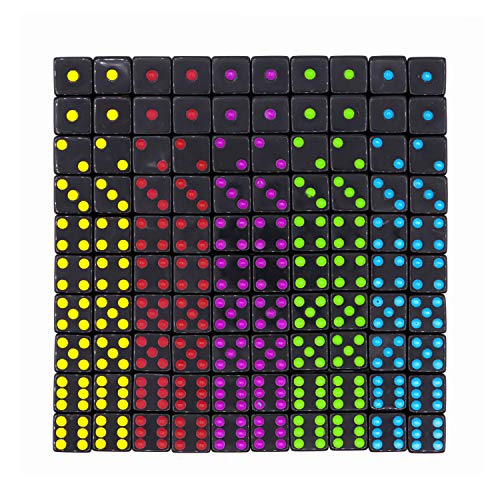 Loscrew Dados de juego a granel de 16 mm, cuadrados de colores hexagonales para accesorios de juego, accesorios de juego de mesa, clases y aulas, 100 unidades