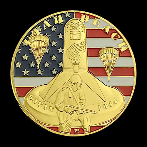 LPOIU 2PIC La Segunda Guerra Mundial La invasión de Normandía Recuerdo Omaha Beach Moneda Conmemorativa Operación Overlord Moneda de desafío chapada en Oro