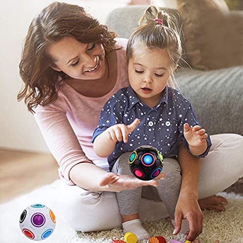 Mágica Arco Iris Gyroscope Ball –Pelota Antiestres -Stress Ball Fidget Toy - Juguetes Sensoriales para Anti Estrés - Regalos para Niños y Adultos (Blanco + negro)