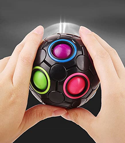 Mágica Arco Iris Gyroscope Ball –Pelota Antiestres -Stress Ball Fidget Toy - Juguetes Sensoriales para Anti Estrés - Regalos para Niños y Adultos (Blanco + negro)
