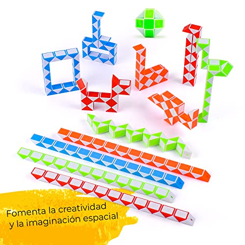 Magicat Juego de 12 Piezas Puzzle Serpiente Mágica - Serpiente Juguete de Rompecabezas para Niños - Magic Snake Cube diferente Color para Fiestas