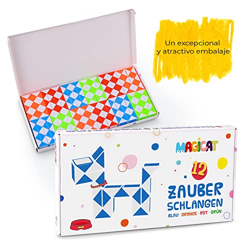 Magicat Juego de 12 Piezas Puzzle Serpiente Mágica - Serpiente Juguete de Rompecabezas para Niños - Magic Snake Cube diferente Color para Fiestas