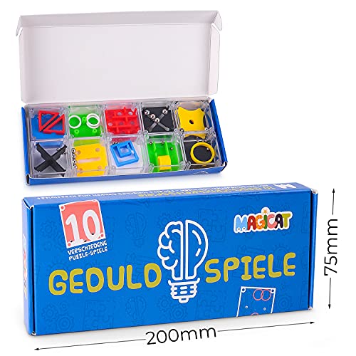 Magicat Set de 10 Mini Juegos Rompecabezas Premium | Juegos de Habilidad e ingenio para niños y Adultos | Puzzle Juegos en Forma de Cubos Ideales para Fiestas de cumpleaños