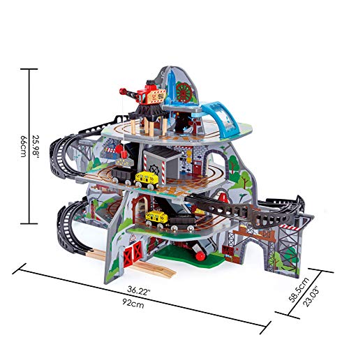 Majestuosa mina de montaña de Hape, multicolor con 32 piezas de madera juego de simulación set de trenes, tren de juguete infantil
