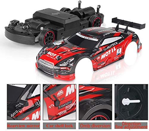 Makerfire Super GT RC Sport Racing Drift Car 1/16 Coche de Control Remoto Coche RC Drift para Adultos y niños Regalos Vehículo 4WD RTR con 6 baterías y neumáticos Drift - Rojo