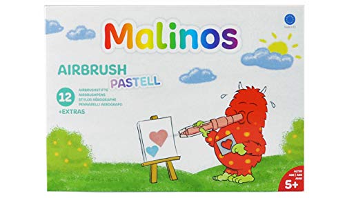 MALINOS Aerógrafo Pastel, 12 lápices y 8 plantillas (300970)