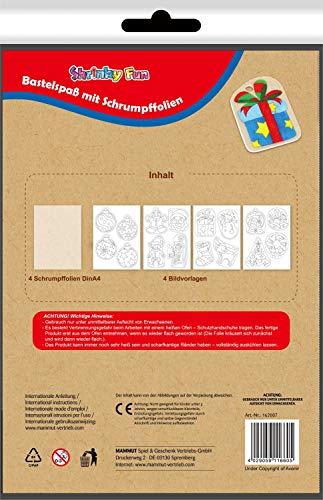 Mammut Spiel & Geschenk 162007 Shrinky Fun Christmas 1 - Juego de manualidades con 4 láminas termorretráctiles DIN A4, 16 plantillas de imagen, instrucciones (idioma español no garantizado)
