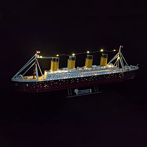Maqueta Titanic para Montar, Puzzle 3D LED Barco, Puzzles 3D Barcos, Maquetas para Construir Adultos y Niños, 266 Piezas, 240 Min De Montaje, Rompecabezas