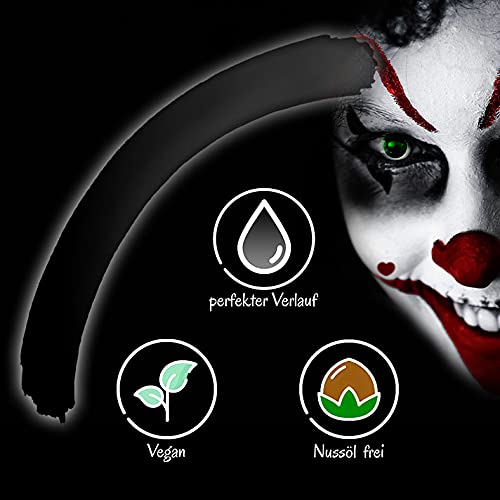 Maquillaje Aqua Premium con Esponja para Fiestas Infantiles Fiestas temáticas de Carnaval de Halloween Payasos Vampiros Zombie Negro