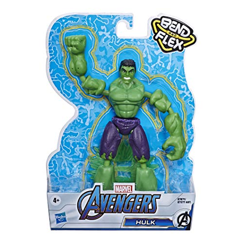 Marvel Avengers - Figura de acción de Hulk Bend and Flex - Figura Flexible de 15 cm con Accesorio - para niños de 6 años en adelante