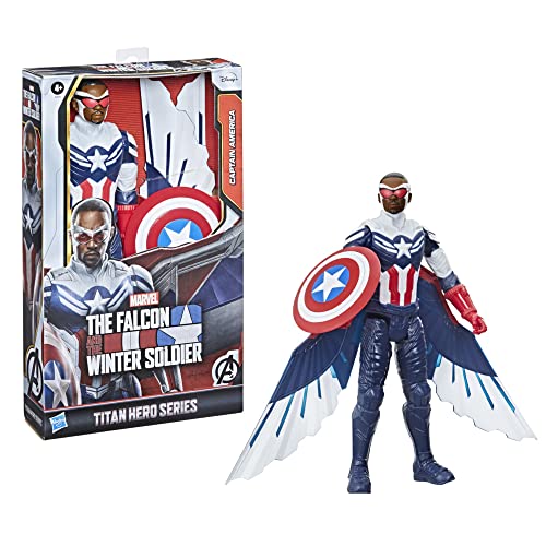 Marvel Studios Avengers Titan Hero Series - Figura de 30 cm del Capitán América - Incluye alas - Edad: 4 años en adelante