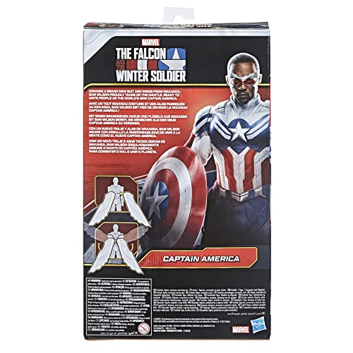 Marvel Studios Avengers Titan Hero Series - Figura de 30 cm del Capitán América - Incluye alas - Edad: 4 años en adelante