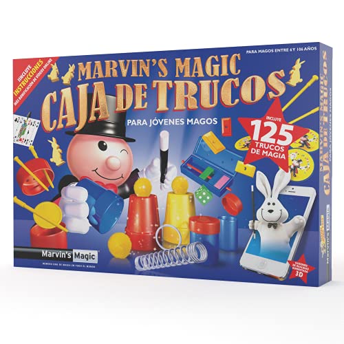 Marvin's Magic - Caja de Trucos, 125 Asombrosos Trucos de Magia para Niños – Línea de Magia Fácil - Incluye Varita Mágica, Trucos de Naipes y Mucho Más - Apto para Niños de 6 Años y Más