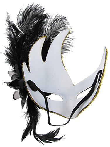 Máscara antifaz veneciana, para disfrazarse en fiestas, etc., con encaje, brillantes y plumas suaves, diseño de fantasía
