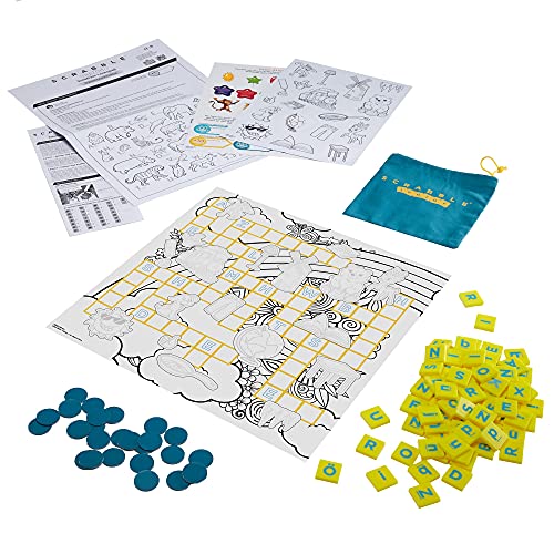 Mattel Games HCK86 Scrabble Junior Kids - Puzle con 2 Niveles de Juego, 6 minijuegos y Pegatinas para el diseño Individual de Tablero de Juego, a Partir de 6 años