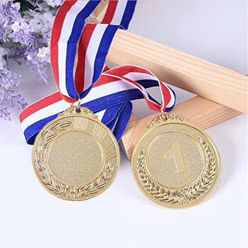 Medallas de ganador de metal dorado de 12 piezas - Medallas del día deportivo de estilo olímpico con cintas para el cuello para niños Niños adultos Premios deportivos Favor de fiesta
