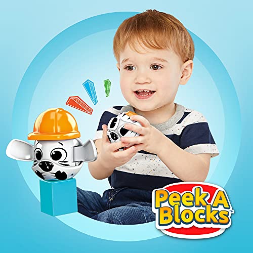 Mega Bloks Sitio de construcción con 2 Peek A Blocks, juego de construcciones para niños con bloques +1 año (Mattel GRV37)